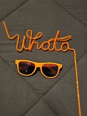 Orange Wayfarer-Style Sunglasses Whataburger And Straw